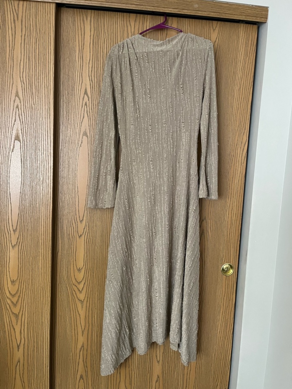 Women’s Elegant Long Sleeve Metallic Tan Dress size small shein